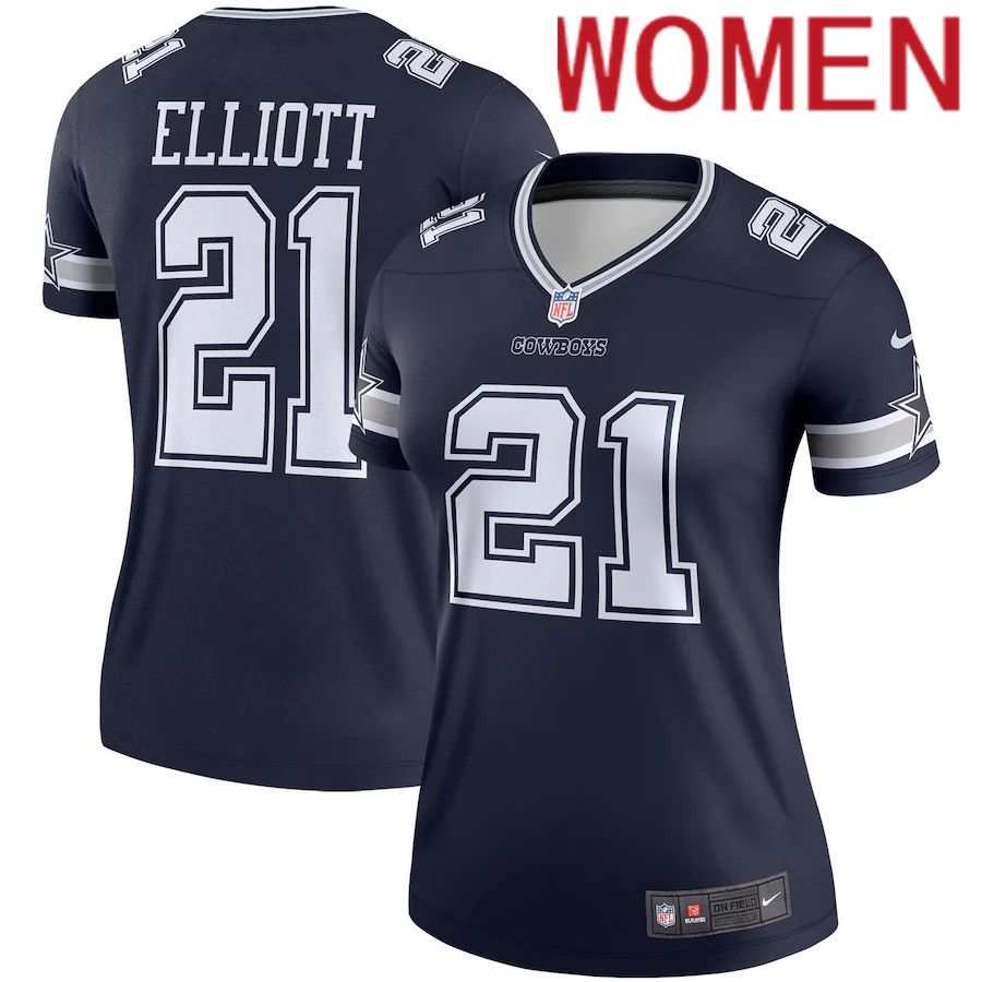 Women Dallas Cowboys #21 Ezekiel Elliott Nike Navy Legend Player NFL Jersey->women nfl jersey->Women Jersey